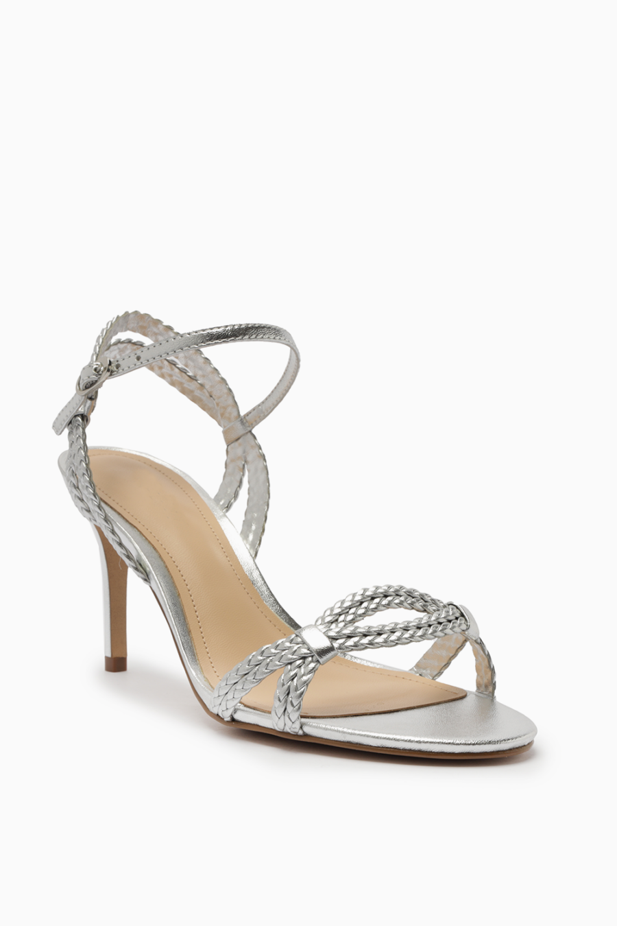 סנדל צמות גבוה  כסף